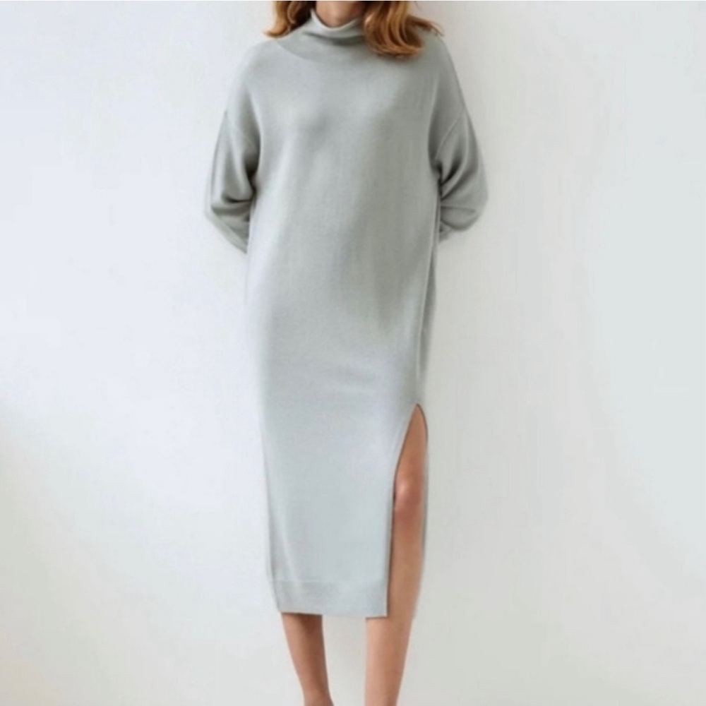 Aritzia Wilfred XXS Light Gray Merino Wool Cyprie Sweater Dress - Picture 4 of 13